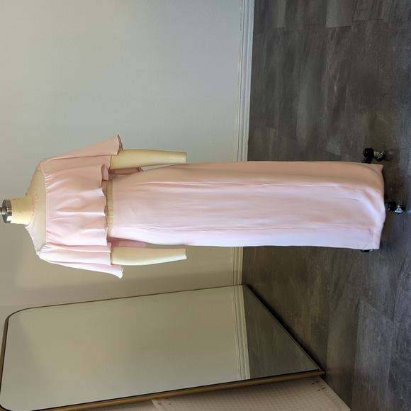 Women's Handmade Cape Popover Maxi Silk Dress Gown Pink XSP gala formal wedding - Picture 1 of 12